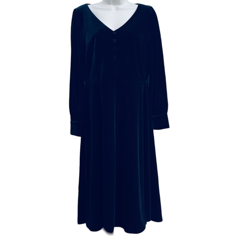NWT Talbots Black Velvet Midi Dress 4 | Romantic 90s Holiday Evening Dress 8888 - Picture 3 of 10
